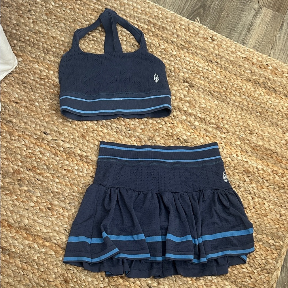 FP Movement by Free People Navy and Blue Skirt Set